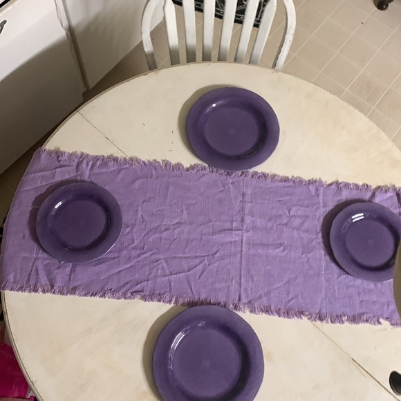 Hobby Lobby Purple Table Runner 14x72 in.2 11x11 Large Plates 2 small 9x9 Used - Picture 2 of 9